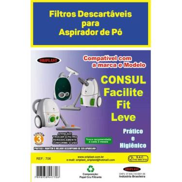 Imagem de Kit C/3 Filtro Saco Coletor de Pó para Aspirador de Pó Consul Leve, Co