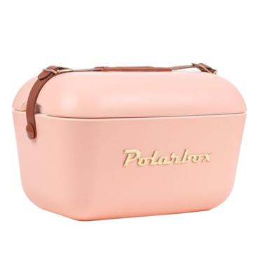 Imagem de Polarbox Lancheira de praia retrô vintage para piquenique, lancheira portátil, viagem, acampamento, caminhada, estilo anos 90, caixa de gelo, extra grande, leve para latas, cervejas e bebidas seltzer,