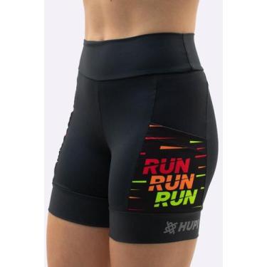 Imagem de Bermuda Compressão Feminina HUPI Curta Run Run Run, Preto, P
