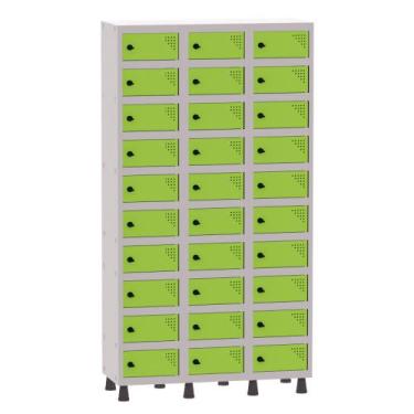 Imagem de Armário Porta Objetos de Aço 3 Vãos 30 Portas Pitão Pandin 1,90 m Cinz