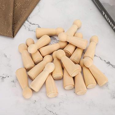 Imagem de Bonecos de Madeira Com Pintura à Mão, Conjunto de Artesanato Diy, Brinquedo, Decoração de Casa, Arte, Presente para Atividades Escolares Familiares, Cor de Madeira, 20 Peças