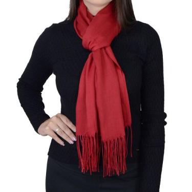 Imagem de Xale Feminino Pashimina 170x65 cm Liso Vermelho Queimado - 097432