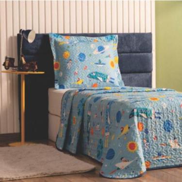 Imagem de Colcha Solteiro Menino Foguete Matelada 2,40m x 1,60m - Casa Show Enxo