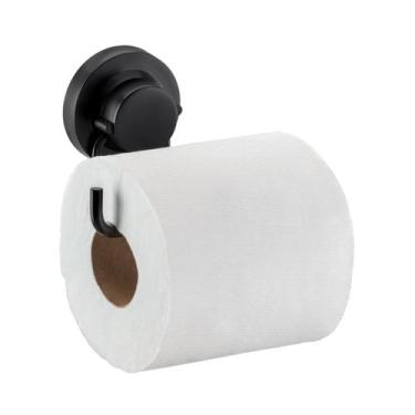 Imagem de Suporte Porta Papel Higiênico Com Ventosa Banheiro Preto Fosco - 4055P