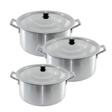 Imagem de Jogo De Panela Feijoada Caldo  Alumínio 3 Peças Caçarola Industrial - 