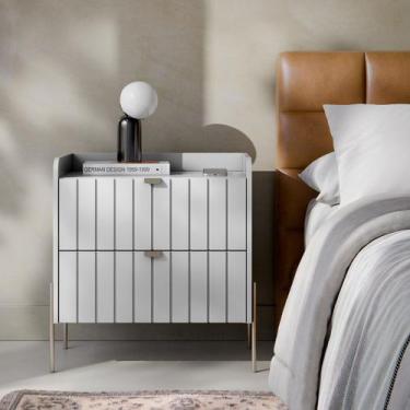 Imagem de mesa de cabeceira em madeira mdf branca moriah 60cm moderna - Aprire M