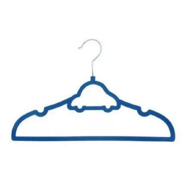 Imagem de Cabide De Veludo Infantil Ultrafino 10 Unidades Carro Azul - Member's 