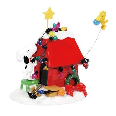 Imagem de Department 56 Decoração de Peanuts, Casa de Cachorro Snoopy, Woodstock, Luzes de Natal, 20 cm, Vermelho