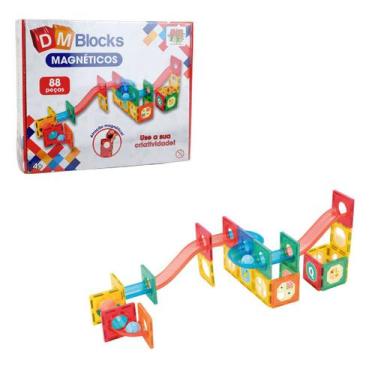 Imagem de Blocos de Montar Magnéticos Educativo 88 Peças DM Blocks - Dm Toys