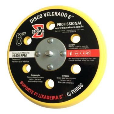 Imagem de Disco Velcrado 6" Sem Furos Sigma Tools