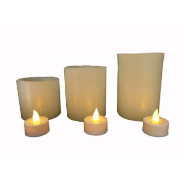 Imagem de 3 Luminárias Cilíndrica De Parafina + Velas De LED Decorativa casament