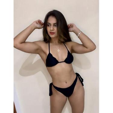 Imagem de Biquini flu flu de amarrar feminino - Ellys fitness, preta, g