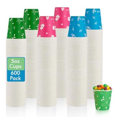 Imagem de LITOPAK Pacote com 600 copos de papel de 140 g, copos coloridos descartáveis para enxaguante bucal, copos descartáveis pequenos, mini copos de papel para festas, piqueniques, churrascos, viagens e eventos.