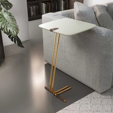 Imagem de Mesa de Apoio para Sofá com Base em Metal Off White