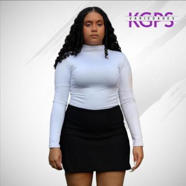 Imagem de Saia Duas Fendas Basica Elegante Tecido Bengaline Plus Size - Preta - 