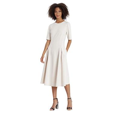 Imagem de Maggy London Vestido feminino plus size de crepe com pregas na cintura, Chifre, 50
