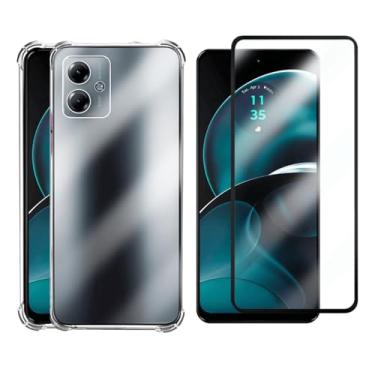 Imagem de Capa Capinha Case Anti Impacto Transparente Premium Silicone + Película de Vidro 3D para Moto G14