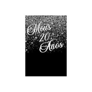 Imagem de Painel De Festa Vertical 1,50 x 2,20 - Efeito Glitter Prata Meus 20 An