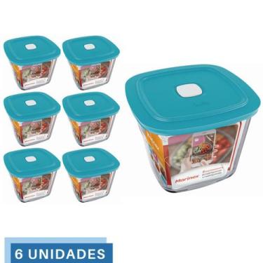 Imagem de 6 Potes Vidro Facilita  Quadrado Alto Com Tampa 1L Marinex - NADIR FIG