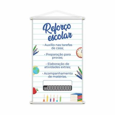Imagem de Banner Reforço Escolar Ensino Telefone Contato Lona 80x50cm - PlimShop