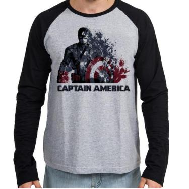 Imagem de Camiseta Manga Longa blusa Capitão América Desintegrando - Empório Dut