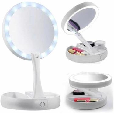 Imagem de Espelho De Luz Led Dobrável Aumenta 10x Maquiagem Portátil - JB Varied