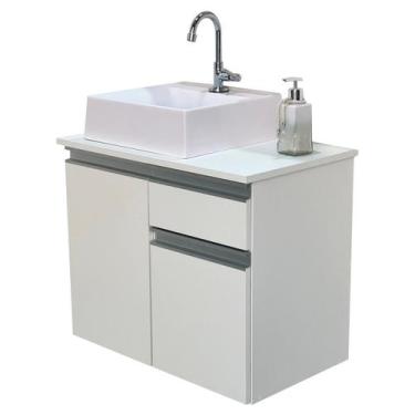 Imagem de Balcão Gabinete Banheiro Parma Com Cuba 100% MDF - 60cm - Abrazzo Home