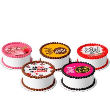 Imagem de 5 Papel Arroz para mini bento cake  Bolo 10 Cm Redondo festa comemoraç