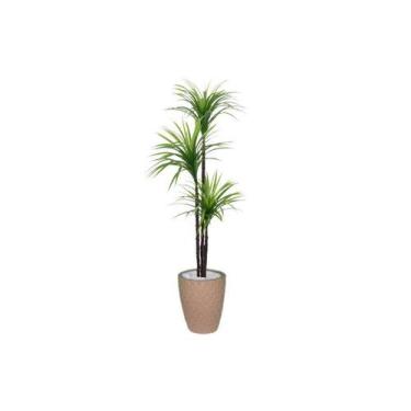 Imagem de Planta Artificial Árvore Yucca 1,50m 3 Folhas Kit + Vaso E. Bege 32cm 