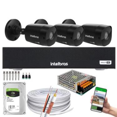 Imagem de Kit Cftv 3 Cameras 1220 Bullet Black Full Hd + Dvr Mhdx 3004-C C/HD 1 