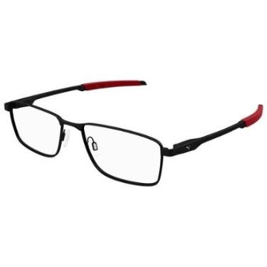 Imagem de Óculos de Grau Puma Preto Fosco Vermelho PU0414O 003-56-Masculino