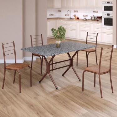 Imagem de Conjunto Sala de Jantar Mesa Retangular 120x75cm Tampo Granito Ocre 4 