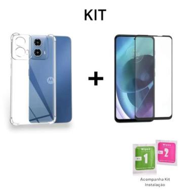Imagem de Capa Capinha Anti Impacto + Película 3D De Vidro Para Moto G04 G24 G34