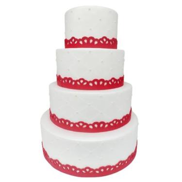 Imagem de Bolo Fake Cenográfico Casamento Aniversário Batizado Noivado Renda - A