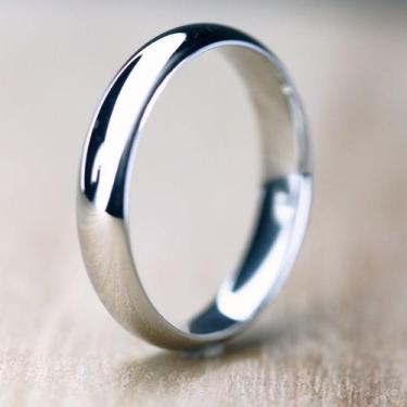 Imagem de Anel De Prata Avulso Aliança De Namoro 4mm Abaulada Anatômica Antialér