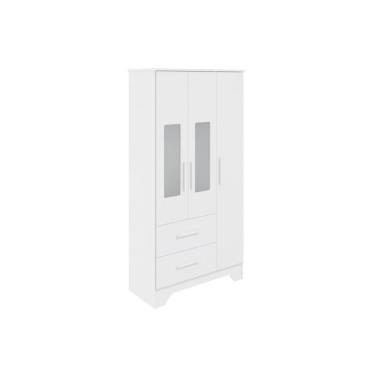 Imagem de Guarda Roupa 3 Portas Popy Retrô c/ (2 c/ PETG) e 2 Gavetas Branco - Peroba