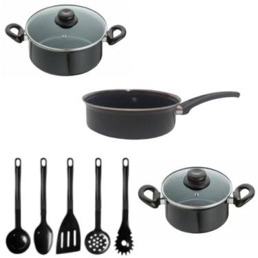 Imagem de Kit Jogo de Panelas 8 peças Esmaltada Indução Cooktop JJB - JJB Utilid