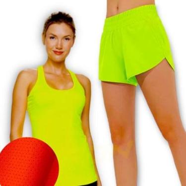 Imagem de Conjunto Camiseta REGATA MALHA FRIA POLIAMIDA + Short TACTEL Academia Yoga Corrida Feminino 556-Feminino