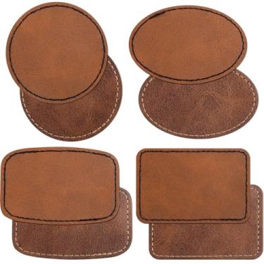 Imagem de Pndeyo 8 peças de remendos de couro sintético para chapéus, aplique de reparo em branco para passar a ferro/costurar, fita de couro sintético à prova d'água para jaquetas, mochilas, calças, jeans