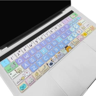 Imagem de WSLUCKO Capa de teclado para MacBook Pro 13 e 15 polegadas 2016-2019 com Touch Bar (Modelo: A2159, A1989, A1990, A1706, A1707), protetor de silicone fofo para teclado, gato fofo
