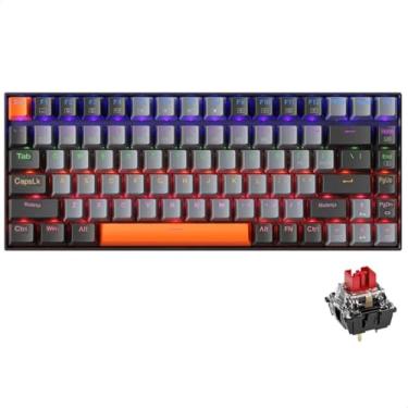 Imagem de Teclado Mecânico 75% TKL Hot-Swappable K500A-B84, Com Fio, Gaming Teclado 6 Cores Backlit 84 Interruptor brown, Wired, USB-C, Gamer, Retroiluminado, RGB