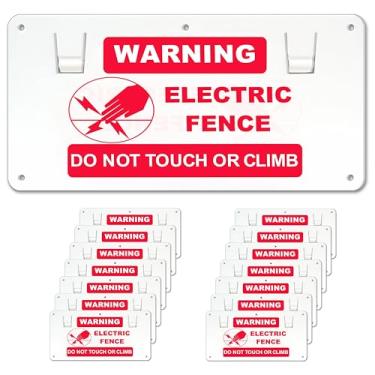 Imagem de RiteFENCE Placa de cerca elétrica, 15 peças, placas de aviso de cerca elétrica, placa de segurança de plástico, sem toque ou placa de segurança elétrica para proteger a casa de fazenda, 24 x 13 cm,