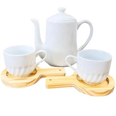 Imagem de Jogo Café Chá Mesa Posta 5 pçs - Bule e Xicaras c/Pires - Antilope Dec