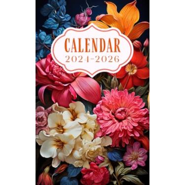 Imagem de Pocket Calendar 2024-2026 for Purse: Small Size Monthly Pocket Planner for Purse | 3 year 2024-2026 | Model18 - Floral Botanical Soft Cover Flowers ... | Important Dates | Password Keeper | Notes