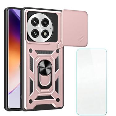 Imagem de CWEIYUSHU Capa compatível com Oneplus 13 5G, compatível com capa de telefone Oneplus 13 5G [protetor de tela][PC rígido + silicone macio][suporte de anel protetor] su-rosa