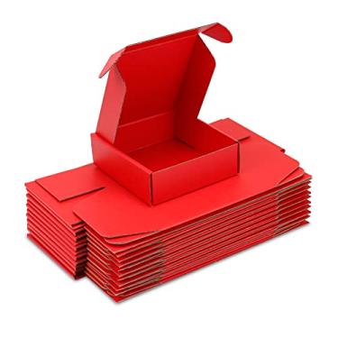 Imagem de Wintcomfort Pacote com 25 Caixas de Remessa, 6x6x2", Papelão Ondulado, Embalagem, Pequena Caixa de Correspondência para Correspondência, Embalagens Comerciais, Presentes, Decorações, Kraft Vermelho