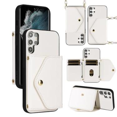 Imagem de Dswteny Capa carteira para Samsung Galaxy S24 Ultra 5G com cordão de pulso, alça de ombro, suporte de cartão de crédito de couro PU, acessórios para celular para S24Ultra 24S S 24 24Ultra, feminino,