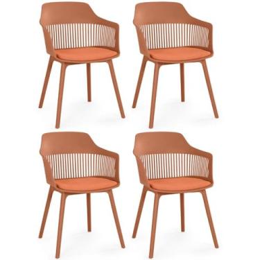 Imagem de Kit 4 Cadeiras de Jantar Estofada Marcela (Marrom)