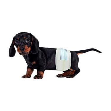 Imagem de BV Fraldas para Cães Masculinas Pequenas(Cintura 12-19 Pol.) Super Absorventes - Fraldas Masculinas para Cães Descartáveis de 50 Contagens - Fraldas para Cães com Indicador de Umidade - Envoltórios Aj