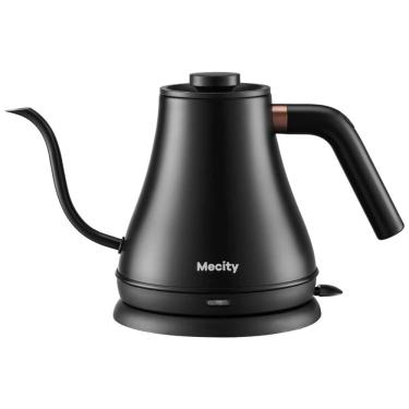 Imagem de Chaleira Elétrica 800mL de Aço Inoxidável com Bico de Ganso para Aquecimento Rápido e Desligamento Automático, 1000W, Mecity, Preta